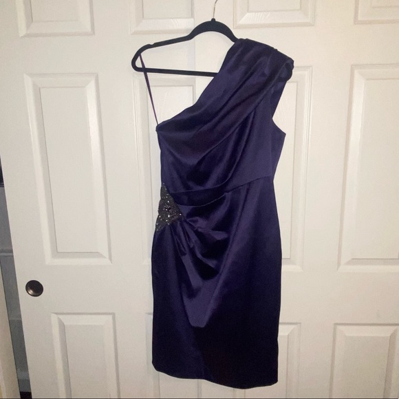 Gorgeous One Shoulder Acetate Satin Dress Peach